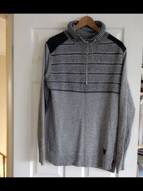 Men's Gray Mock Neck Knit Sweater